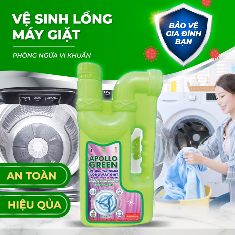 Nước tẩy lồng máy giặt cao cấp Apollo Green 1200gr