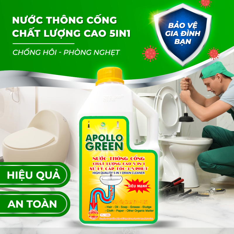 Nước thông cống Apollo Green 1400gr